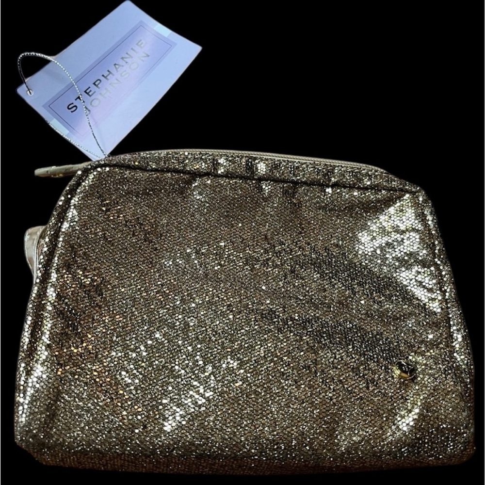 Stephanie Johnson Gold Clutch cosmetic pouch clutch bag. NWT